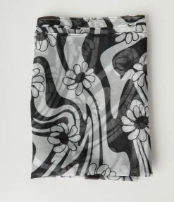 Smak Parlour Black & White Psychedelic Floral Long Hair Scarf