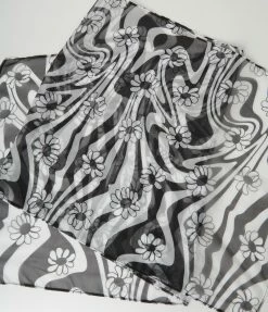 Smak Parlour Black & White Psychedelic Floral Long Hair Scarf