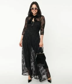 Unique Vintage Black Floral Lace Tallullah Duster New Arrivals!