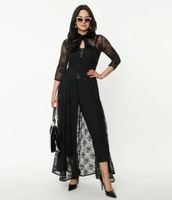 Unique Vintage Black Floral Lace Tallullah Duster New Arrivals!