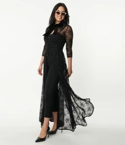 Unique Vintage Black Floral Lace Tallullah Duster New Arrivals!