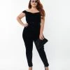Unique Vintage Plus Size Navy Velvet Gillian Jumpsuit