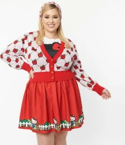 Clothing Hello Kitty X Smak Parlour Plus Size Red Bicycle Border Print Mini Skirt