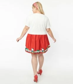 Clothing Hello Kitty X Smak Parlour Plus Size Red Bicycle Border Print Mini Skirt