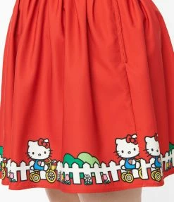 Clothing Hello Kitty X Smak Parlour Plus Size Red Bicycle Border Print Mini Skirt