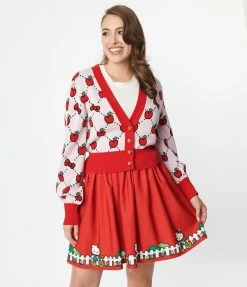 Hello Kitty X Smak Parlour Red Bicycle Border Print Mini Skirt