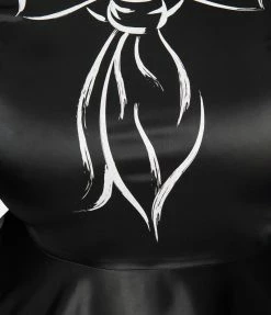 Unique Vintage Plus Size Black & Trompe Loeil Bow Tie Ricci Flare Dress Clothing