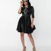 New Arrivals! Unique Vintage Black & Trompe Loeil Bow Tie Ricci Flare Dress