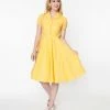 Magnolia Place 1950s Yellow Mona Swing Dress Clothing