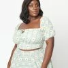 Clothing Magnolia Place Plus Size Green Gingham Daisy Crop Top