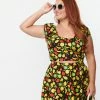Magnolia Place Plus Size Tropical Fruit Bounty Print May Crop Top Sale