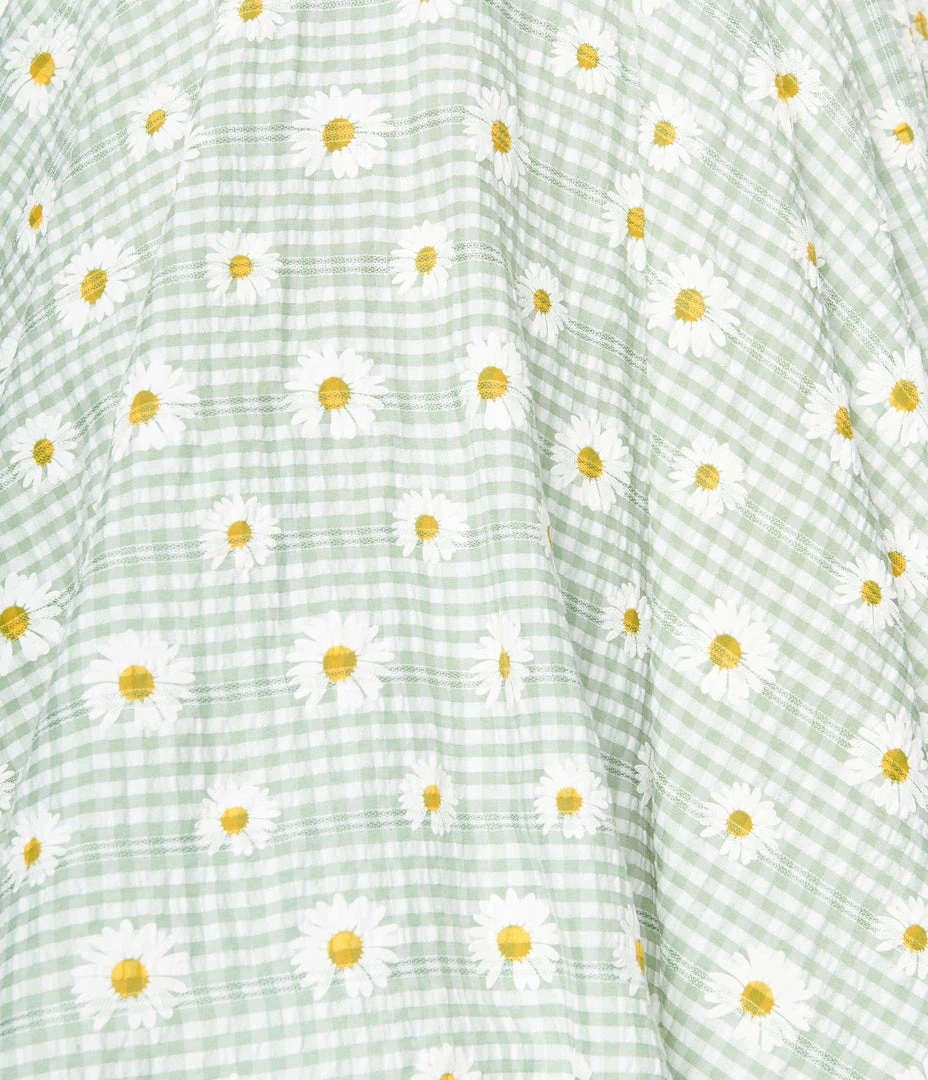 Magnolia Place Mint Gingham & Daisy Sally Swing Skirt