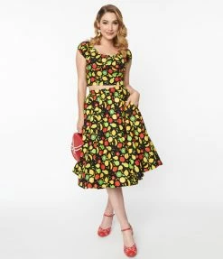 Sale Magnolia Place Tropical Fruit Bounty Print Jane Swing Skirt