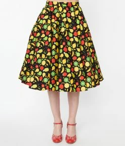 Sale Magnolia Place Tropical Fruit Bounty Print Jane Swing Skirt