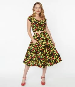 Sale Magnolia Place Tropical Fruit Bounty Print Jane Swing Skirt