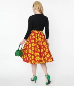 Magnolia Place Red Sunflower Jane Swing Skirt Sale