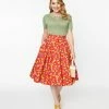 Sale Magnolia Place Red & Lemon Print Sally Swing Skirt