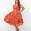 Sale Magnolia Place Plus Size Red & Lemon Print Sally Swing Skirt