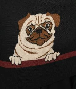 Unique Vintage Plus Size Black & Brown Pug Shelly Sweater Trending