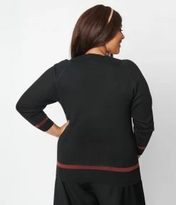 Unique Vintage Plus Size Black & Brown Pug Shelly Sweater Trending