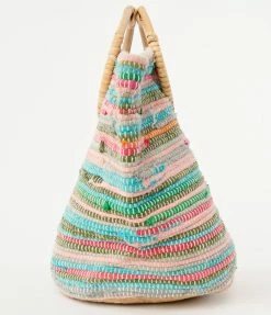 FAME Accessories Rainbow Braided & Straw Tote Bag Sale