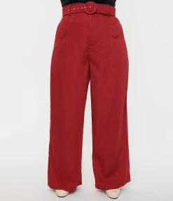 Trending Unique Vintage Plus Size Burgundy Ginger Pants