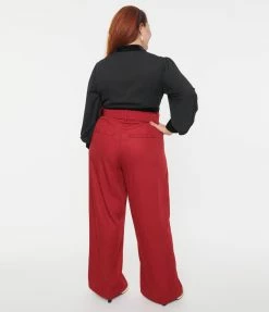 Trending Unique Vintage Plus Size Burgundy Ginger Pants