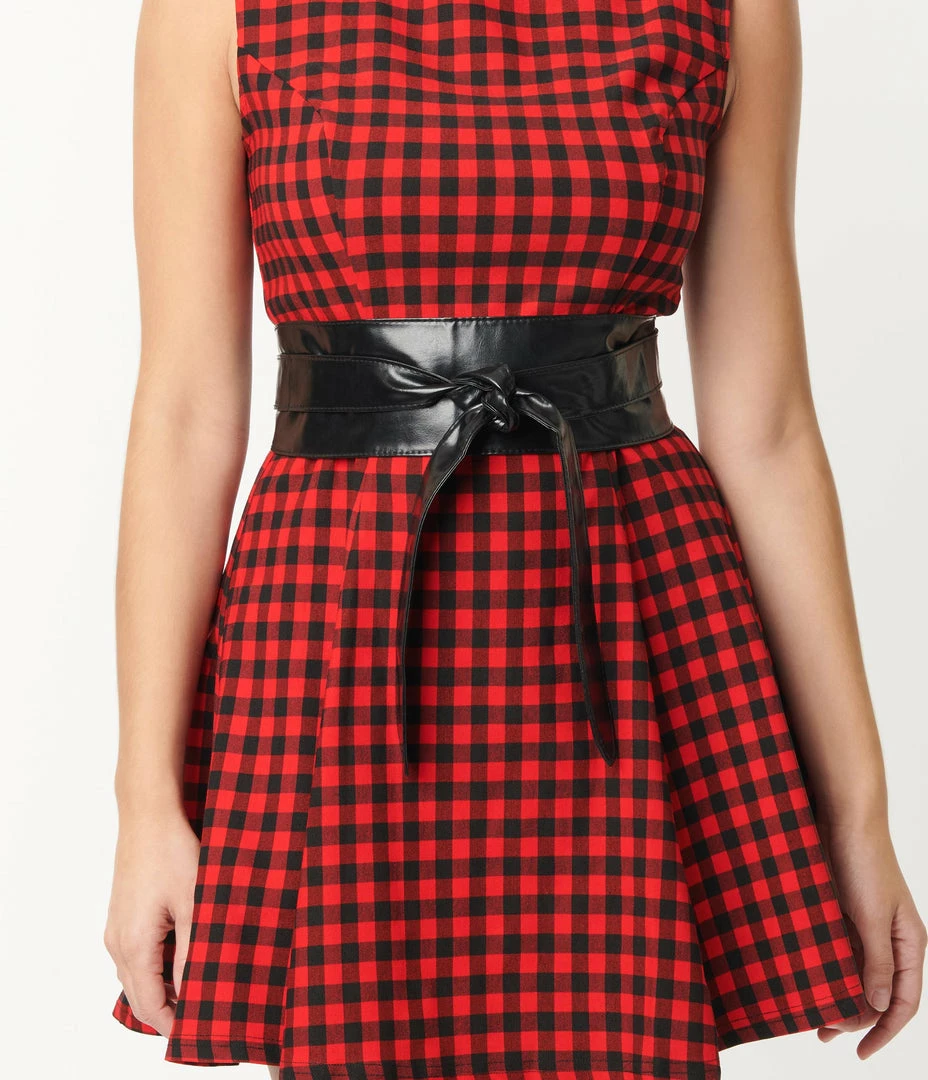 MAY BLUE Accessories Black Leatherette Waistband