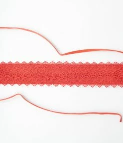 MAY BLUE Red Lace Waistband