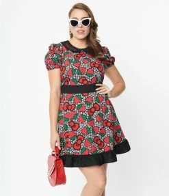 Hello Kitty X Smak Parlour Strawberry & Floral Fit & Flare Dress