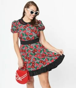 Hello Kitty X Smak Parlour Strawberry & Floral Fit & Flare Dress