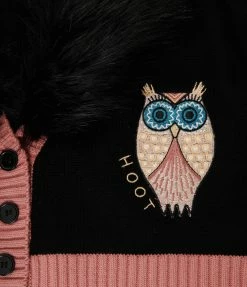 Unique Vintage Plus Size Black & Owl Sweater Cardigan Clothing