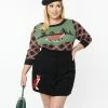 Smak Parlour Plus Size Black & Red Plaid Fox Sweater