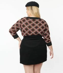 Smak Parlour Plus Size Black & Red Plaid Fox Sweater