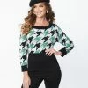 Unique Vintage Green & Black Houndstooth Cats Lorelai Sweater