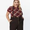 Unique Vintage Plus Size Burgundy Plaid Sweater
