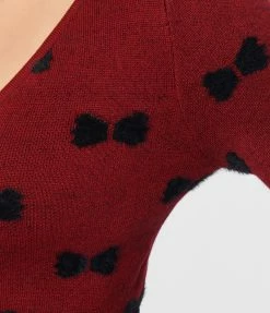 Unique Vintage Burgundy & Black Bows Dandy Cardigan