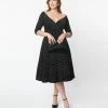 Unique Vintage Black Velvet & Glitter Diamond Marceline Swing Dress New Arrivals!