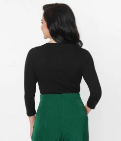 Unique Vintage Black & Poinsettia Embroidered Bookworm Cardigan