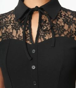 Clothing Unique Vintage Black Lace Fit & Flare Dress