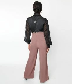 New Arrivals! Unique Vintage Mauve High Waist Suspender Pants
