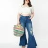 Saints & Hearts Sale Plus Size Distressed Denim Bell Bottom Jeans