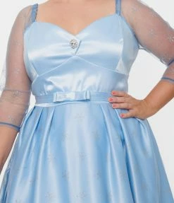Unique Vintage Plus Size Blue & Silver Snowflake Lamar Swing Dress