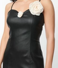 Unique Vintage Black Vegan Leather Rizzo Wiggle Dress Clothing