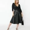 Clothing Unique Vintage Black Vegan Leather Vivien Swing Skirt