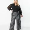 New Arrivals! Unique Vintage Black & White Plaid Ginger Pants