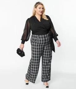 New Arrivals! Unique Vintage Black & White Plaid Ginger Pants
