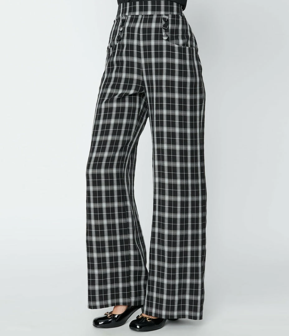 Clothing Unique Vintage Black & White Plaid Ginger Pants