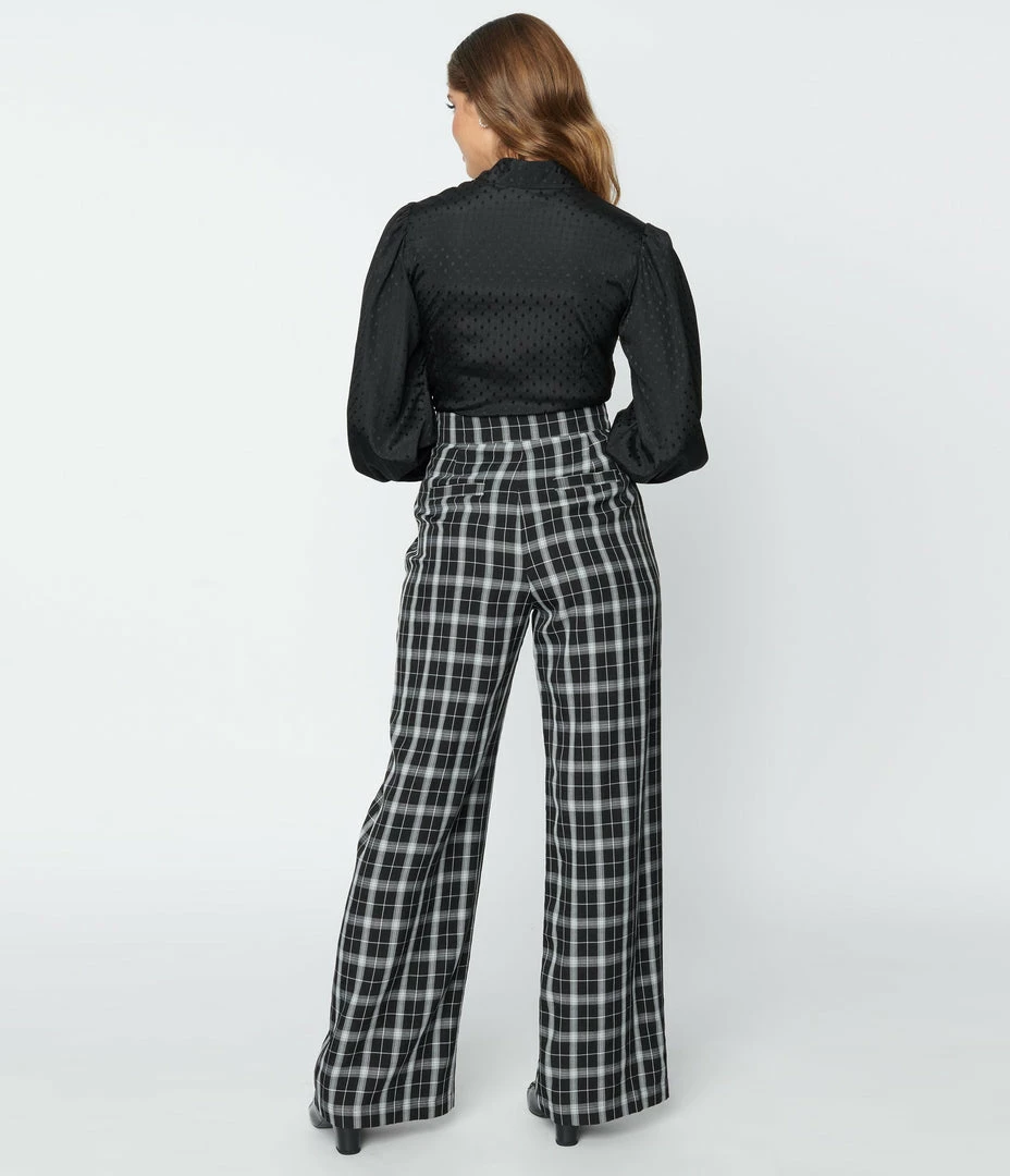 Clothing Unique Vintage Black & White Plaid Ginger Pants