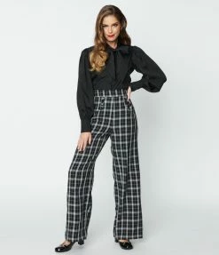 Clothing Unique Vintage Black & White Plaid Ginger Pants